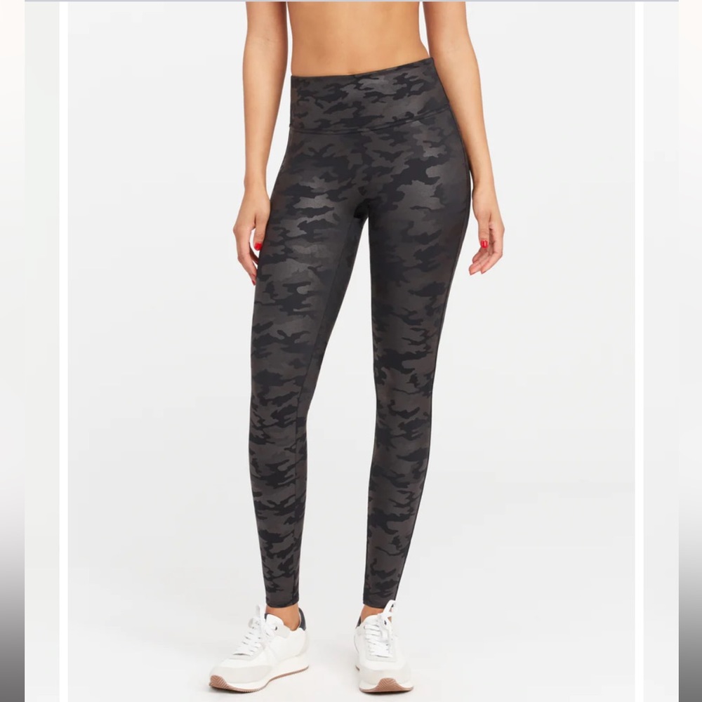 SPANX Faux Leather Camo Leggings